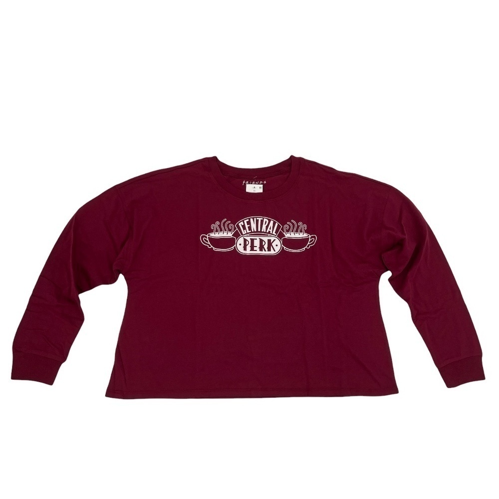 NWT Jerry Leigh F•R•I•E•N•D•S Central Perk Red Long Sleeve T-Shirt Size L Womens